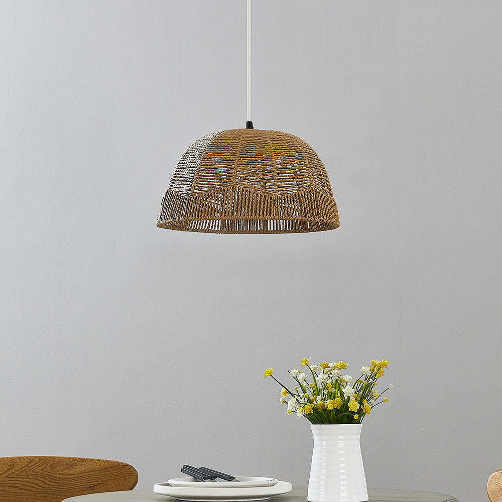 Rattan Pendant Lamp with Adjustable Height & Brightness Dimming Switch