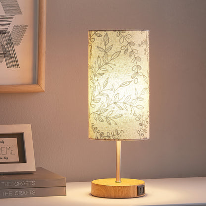 Floral Table Lamp with Touch-Sensitive Dimming & Dual USB Charging Ports