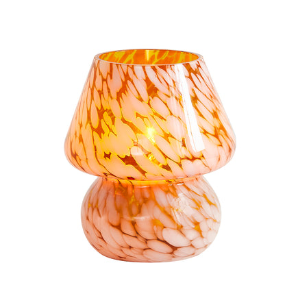 Versatile Amber Glass Table Lamp with Effortless Dimming Control