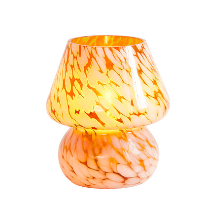 Versatile Amber Glass Table Lamp with Effortless Dimming Control