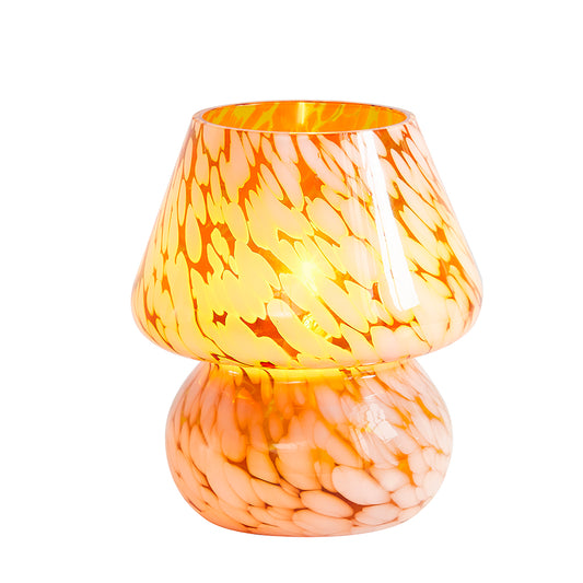 Versatile Amber Glass Table Lamp with Effortless Dimming Control