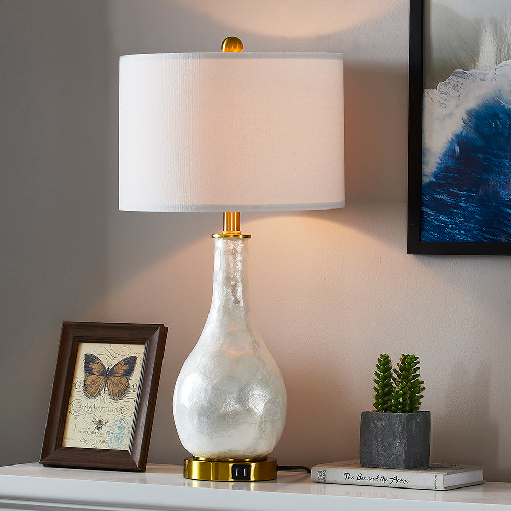 Twinset Seashell Mosaic Coastal Table Lamp Artistic Elegance Inspired by Nature