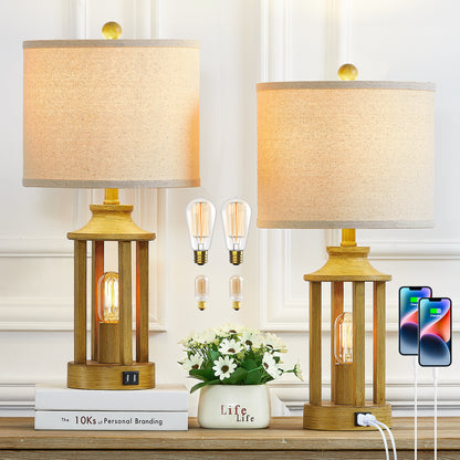 Twinset Treeshape Versatile Table Lamp with Special Nightlight & Dual USB Charging Ports & 3-level Dimming Switch