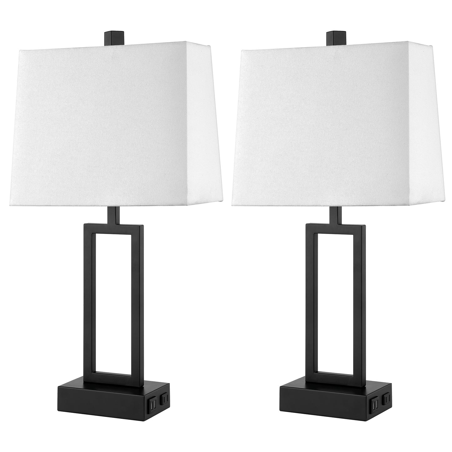 Twinset Table Lamps with Touch-sensitive Switch & Pair of USB Ports & Type-A Socket