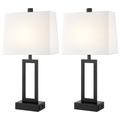 Twinset Table Lamps with Touch-sensitive Switch & Pair of USB Ports & Type-A Socket