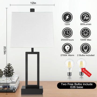 Twinset Table Lamps with Touch-sensitive Switch & Pair of USB Ports & Type-A Socket