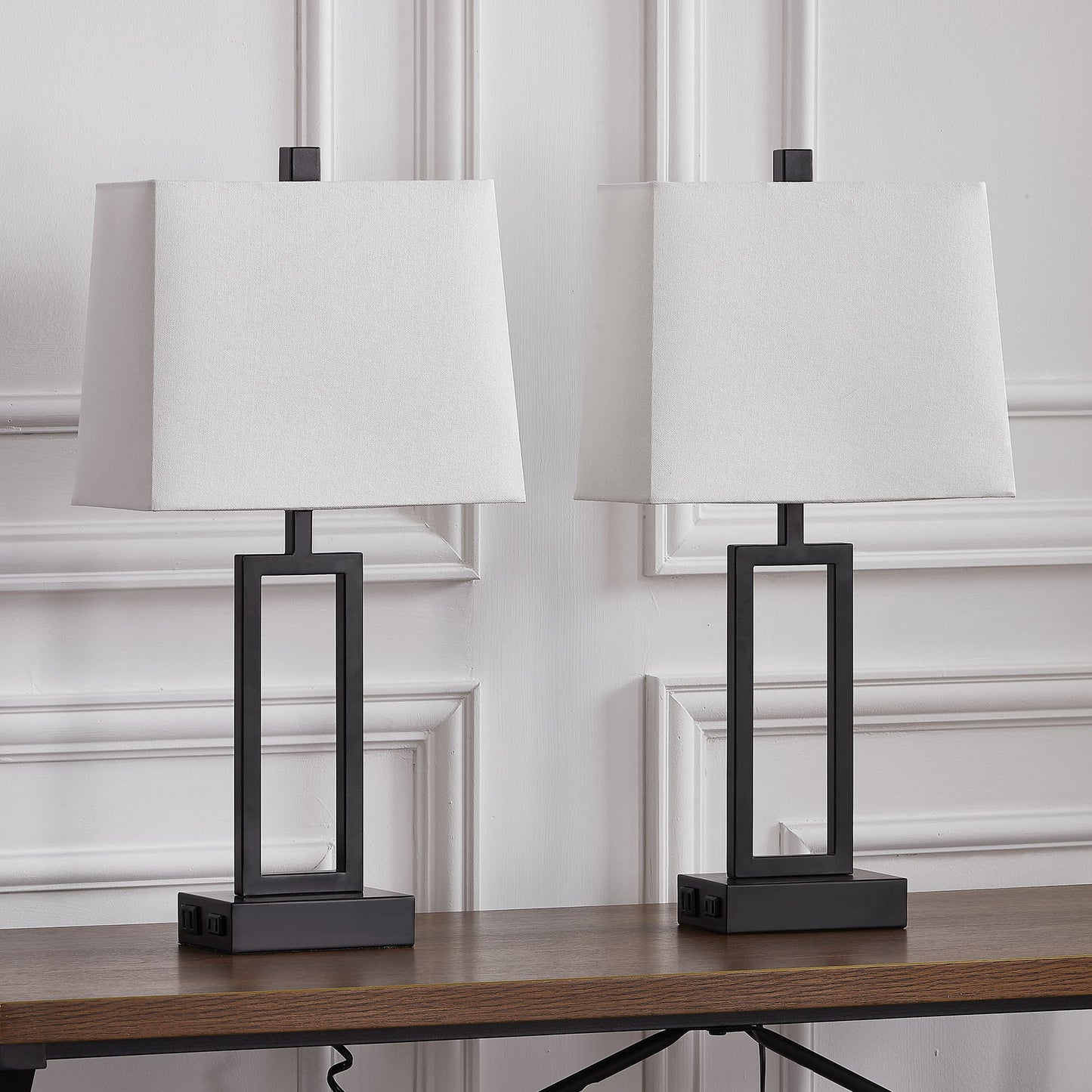 Twinset Table Lamps with Touch-sensitive Switch & Pair of USB Ports & Type-A Socket