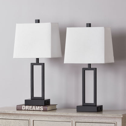 Twinset Table Lamps with Touch-sensitive Switch & Pair of USB Ports & Type-A Socket