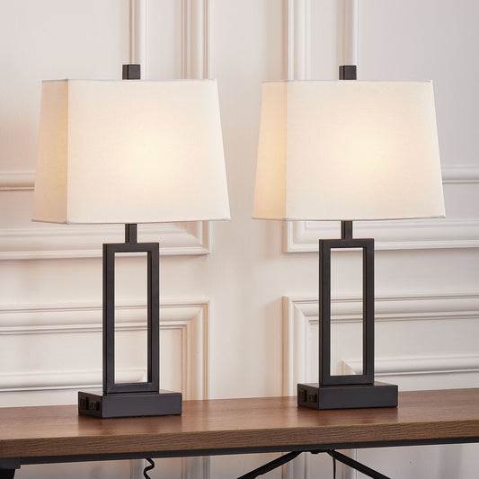 Twinset Table Lamps with Touch-sensitive Switch & Pair of USB Ports & Type-A Socket