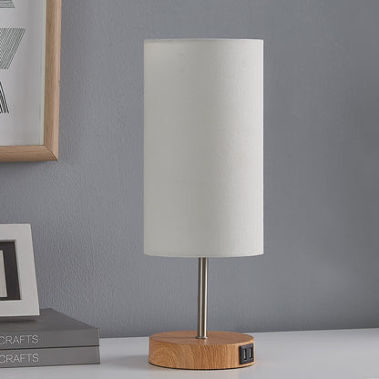Touch-Control Table Lamp with Dual USB Ports and 3-Way Dimmable Illumination Featuring Elegant White Fabric Shade