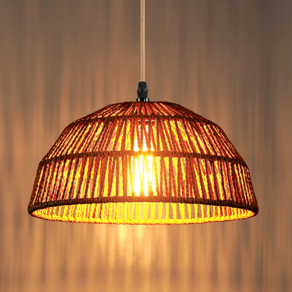 Pendant Lights Twinset with Natural Hand-woven Rattan Dome