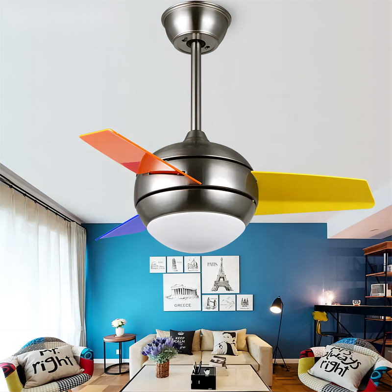 Design Small Ceiling Light and Fan for Kids Room 3 PCS Plastic Blade Mini Ceiling Fan with Light and Remote Control