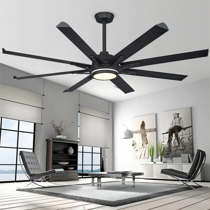 78 Inch Large Metal 8 Blades Ceiling Fan Light High Speed Industry DC Motor Remote Control Ceiling Fan